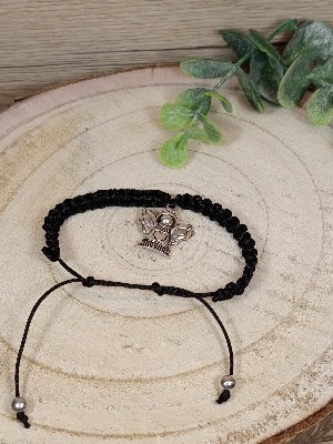 Pletený náramek se stříbrným andělem