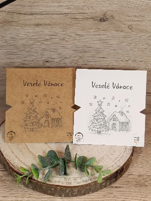 Veselé Vánoce stromek a chaloupka